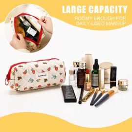 Cotton Makeup Bag,Large Travel Cosmetic Organizer,Makeup Pouch Travel Toiletry Case for Women Girls, White Bear, Mini