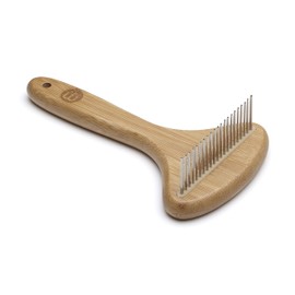 Mikki Bamboo Dog Puppy Grooming Anti-Tangle Rake , Dematting Shedding Tool, Removes Knots, Tangles, Matts, for Thick/Double Hair Coat, Handmade from Natural Bamboo