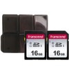2X Transcend 16GB UHS-I U1 SD Memory Card + Memory