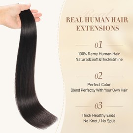 YGP Tape in Hair Extensions Human Hair 18 Inch 50g 20 pcs Natural Black Real Human Hair (#1B, 18 inch)