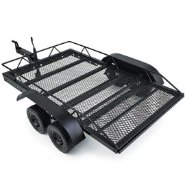 WEFEINO RC Trailer Metal Hitch Mount Trailer for 1/10 Scale Axial SCX10 CC01 F350 90034 D90 TRX6 TRX4 Redcat GEN8 RC Crawler Car