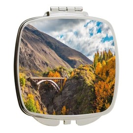 Island Gifting - Image of Arch Bridge over Kawarau River near Queenstown - Square Compact Mirror - Travel Mirror