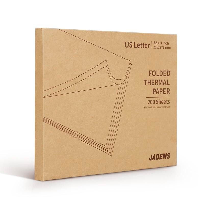 JADENS US Letter Size 8.5''×11'' Quick-Dry Folded Thermal Paper, 200