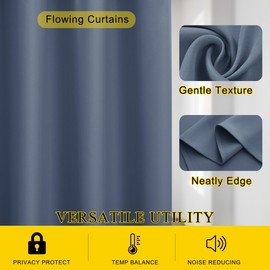 KGORGE Blackout Curtains for Living Room, Privacy Protection Curtains for Bedroom, Nursery and Home Office, Stone Blue Thermal Insulated Grommet Curtain Drapes, W42'' x L72'', 2 Panels, Minor Flaw