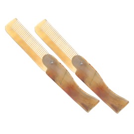 Baluue 2pcs Foldable Ox Horn Comb Portable Hair Comb Hair Combs for Women All Hair Comb Tooth Hair Comb Horn Hair Comb Hair Accesories Wet Hair Comb Foldable Comb Natural Horn Comb Pocket