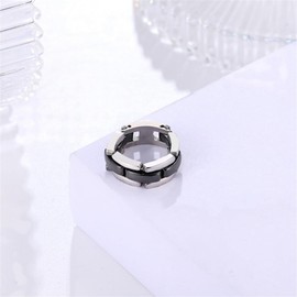 PAURO Women's Ceramic 7 mm Minimalist Highly Polished Wedding Band Foldable Ring, Ceramic, Metal