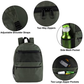 Trail maker 24 pack Classic Backpacks in Bulk Wholesale Backpacks with Side Pocket, Mesh Pocket for Homeless Adults, Donation (Male Colors Pack)