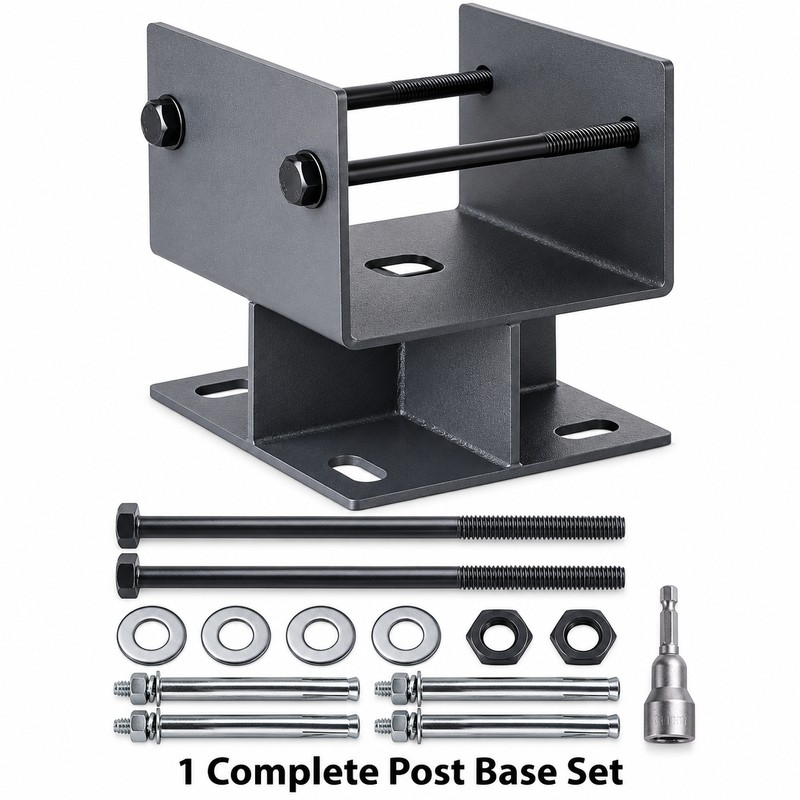 6x6 Elevated U-Shaped Steel Post Base Bracket for Wood Posts