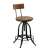 Carolina Living Ryder Adjustable Barstool with Back - Chestnut Seat - Black Base