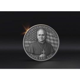 Pope Leo XIV Coin, The First American Pope Coin, US Robert Francis Prevost Coin, Prayer Coin, Catholic Gift (Silver Color)