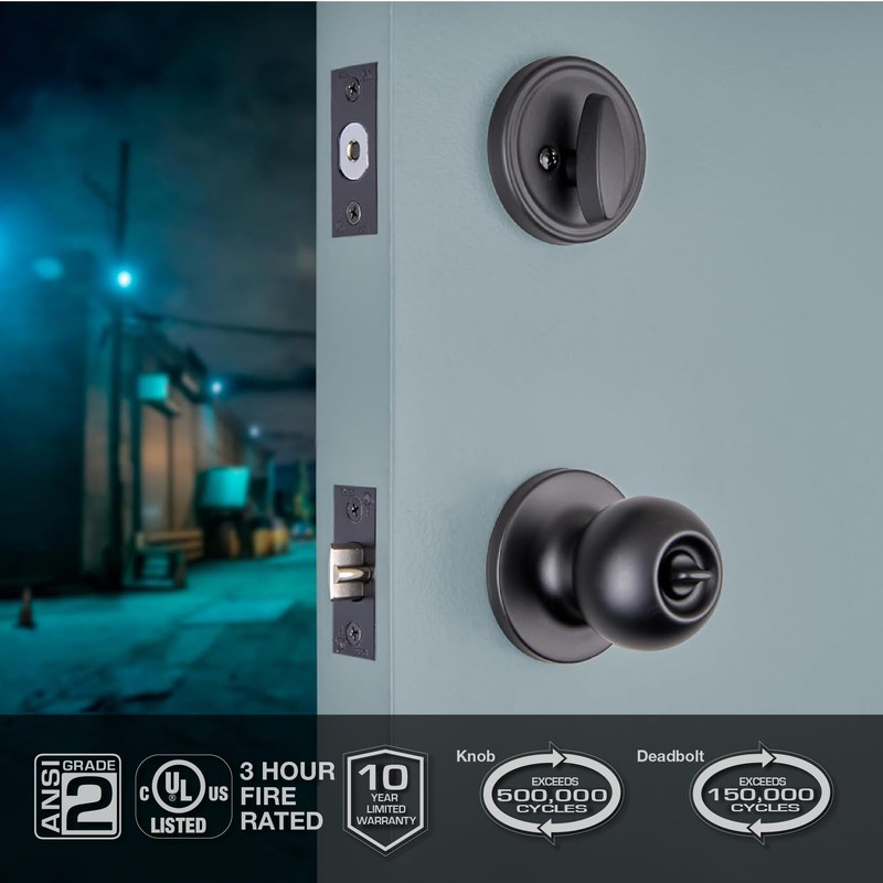 BRINKS Commercial - Keyed Entry Door Knob with Deadbolt Set,