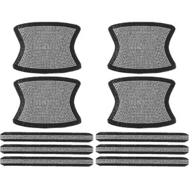 10 PCS Bling Car Door Handle Protector Rhinestone Universal Car Handle Cover Reflective Bling Ca-r Han-dle Cover Door Bowl Protection for Laptops Decoration Ca-r Stickers Black Silver Tone
