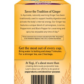 Yogi Organic Ginger Tea 16 Count Herbal Tea Bags for Digestion and Energy