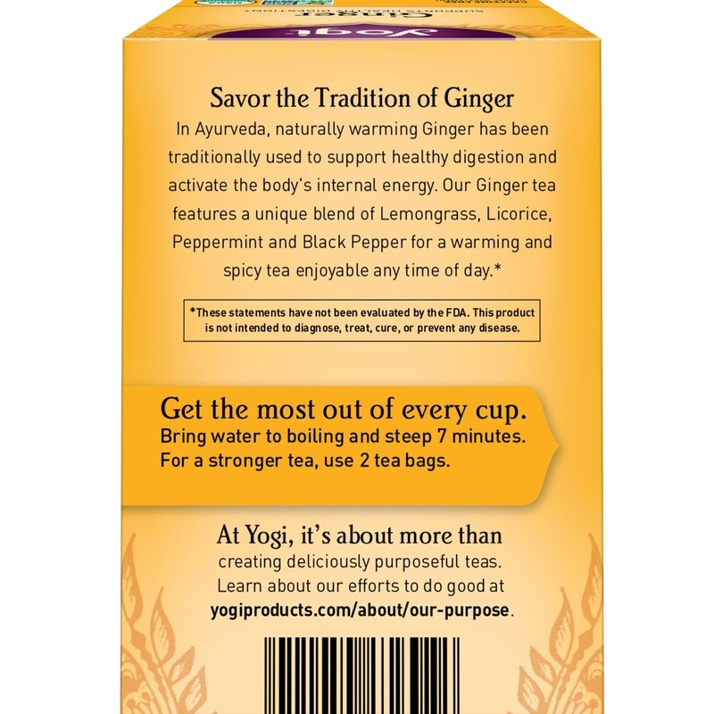 Yogi Organic Ginger Tea 16 Count Herbal Tea Bags for