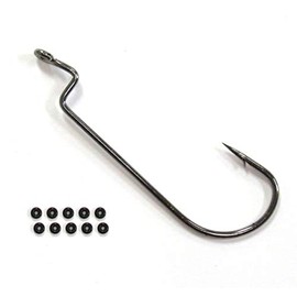 Harmony Fishing Company Razor Series Offset Worm Hooks (10 Pack w/ 10 Bait Pegs) (1/0 (10 Pack))