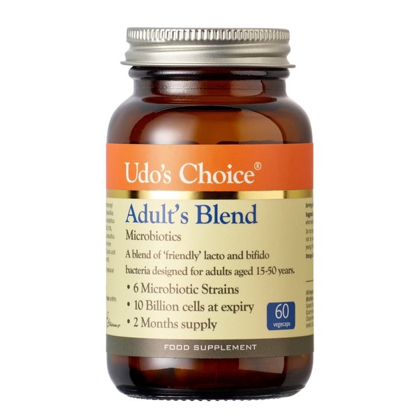 Udo's Choice Adults Blend Age Specific Probiotics - Lacto & Bifido Bacteria - 17 Billion Cell Count - 6 Mirobiotics Strains - 60 Vegecaps - One a Day - 2 Month Supply