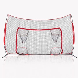 PowerNet Carli Lloyd 16x10 Ft Soccer Goal Combo Barrier, Built in Goal with Four Pocket Targets, Futsal Soccer Use, Stops Most Missed Shots