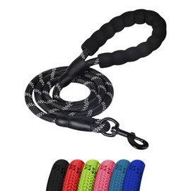 ProBytes 1.2M Dog Lead - Reflective Thread Safety Design, 360° Swivel Lobster Claw Clip/Hook, Easy Grip Padded Handle, Heavy Duty & Waterproof, Leash, Rope, Harness, Small Medium Large Pets - Black