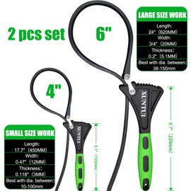 XUNTUI 2-Pack Strap Wrench Kit (4" & 6") + Bonus Silicone Belt - Oil Filter/Jar/Pipe Wrench for Tight Spaces, Non-Slip Rubber Grip Fits Faucets to 5.9" Shower Heads