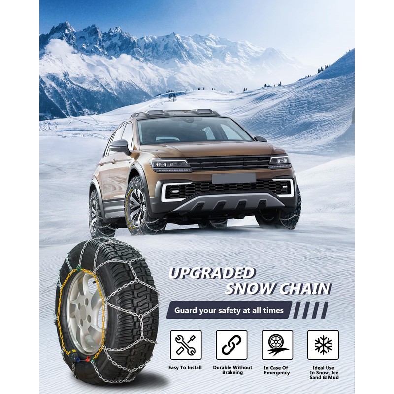 SCITOO HKN140 Snow Chains Quick Easy Installation,Tire Traction Chain For