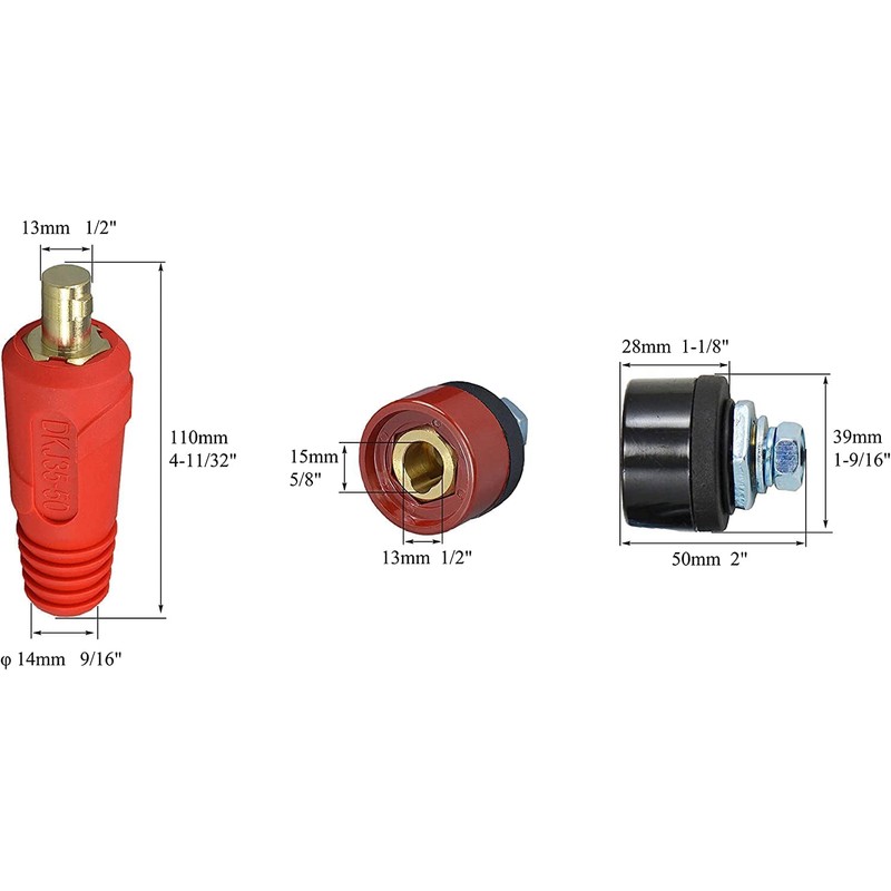 RIVERWELD TIG Welding Cable Panel Connector Plug & Socket Set