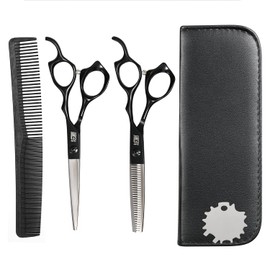 XRMXF Hairdressing Scissors Set, 6 Inch Baking Paint Professional Hair Scissors Set, Hair Cutting Scissors Thinning Scissors Set, Hair Beard Trimming Shaping Care