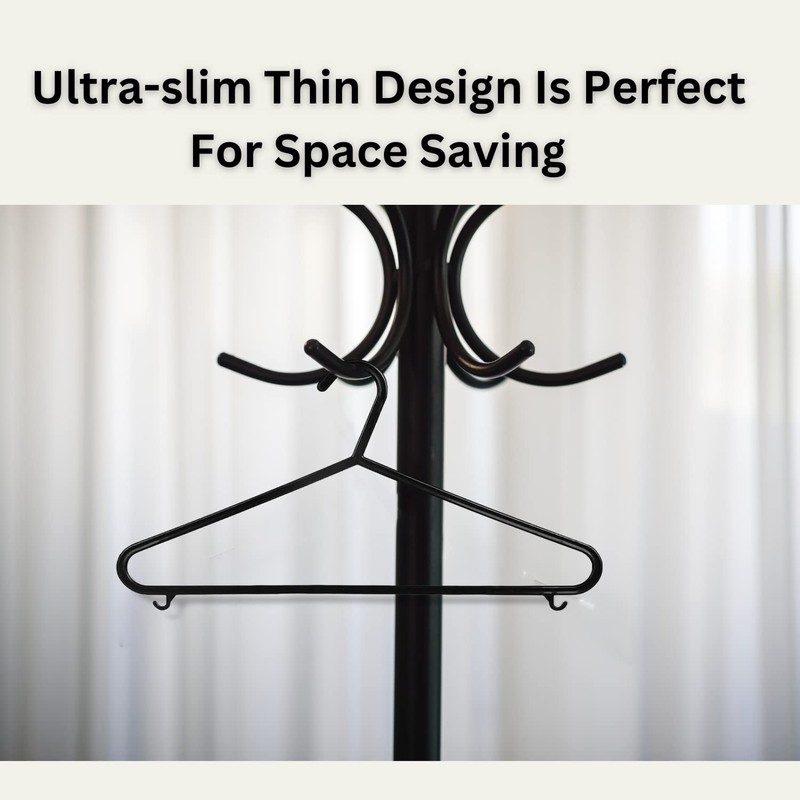 STRAAME Black Plastic Hangers with Hooks - Adult Premium Clothes
