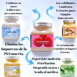 Exfoliantes Facial Corporal Hidratante Aclara Manchas 5pz Vitamina Almendra Pepino Frambuesa Ácido Hialuronico