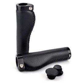 morytrade Handle Grip, Leather-like MTB Cross Bike Bicycle Grip, Easy to Grip, Retro (Elgomic, Black)