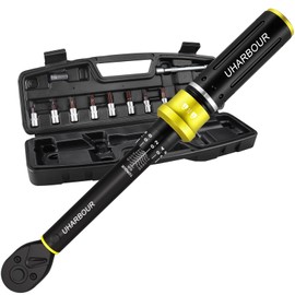 Uharbour Torque Wrench Bicycle 1-25 Nm, Torque Wrench 1/4, Bicycle Torque Wrench Set with Bits and Extension Rod for Bicycle, ±3% Error Accuracy Torque Wrench Small