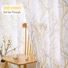 FMFUNCTEX Yellow-Grey Tree Curtain for Patio Door 100" Extra Wide