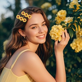 WRBAJIS 2Pcs Sunflower Hair Clips for Women Floral Hair Barrettes Flower Hair Pins Sunflower Hair Accessories for Girls Birthday Spring Summer Holiday Party Supplies