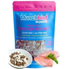 Munchbird USA Free Range Human Grade Chicken Breast Food Topper for Dogs, Freeze-Dried, High Protein Low Fat, Grain Free, Makes Chicken Soup