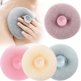 NINFEIQI Cute Ball Massage Shower Sponge, Exfoliating Body Scrubber Mesh Pouf Shower Balls with Suction Cup, White
