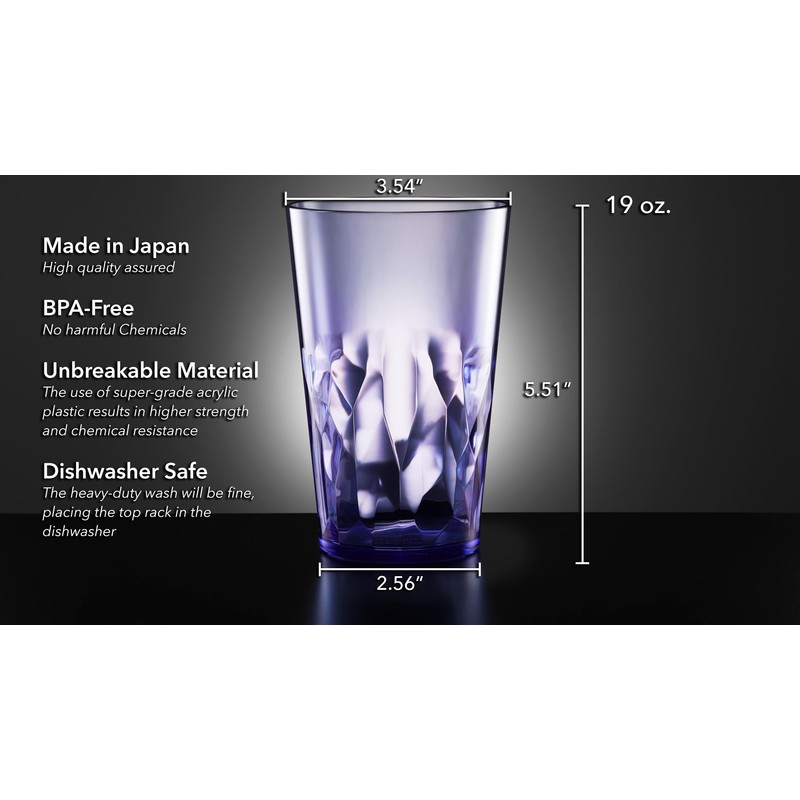 SCANDINOVIA - 19oz Unbreakable Premium Drinking Glasses Set of 6