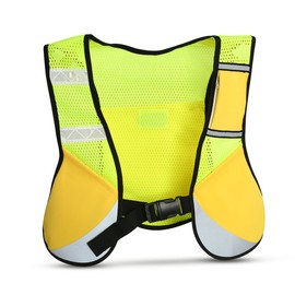 Multi function Night Sporting Reflective Cycling Running Vest Hiking Jacket (Yellow)