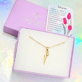 Collar Flor de Tulipan - Chapa de Oro Calidad Premium - Regalo Aniversario - Regalo para Pareja - Joyeria para Dama - Elegantia Jewelry (Collar Tulipan)