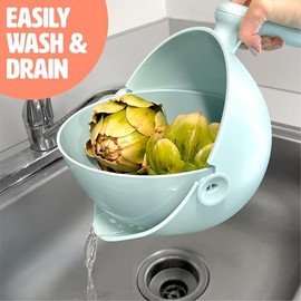 LemonRoad Juego de 8 coladores de drenaje para frutas y verduras, colador desmontable de doble capa de plástico para cocina, accesorios esenciales de 