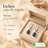 Aretes Plata 925 Mujer Gota Zirconia Azul Profundo Elegante