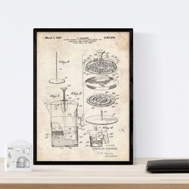 Nacnic Patent Coffee 3rd Foil Poster with Old Design Patent A3 Size and Vintage Background