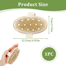 Dry Brush Skin, Body Brush, Exfoliating Brush, Lymphatic Drainage Cellulite Reduction, Natural Exfoliating Brush with Wild Boar Bristles for Effective Deep Massage, Skin Renewal Detoxification
