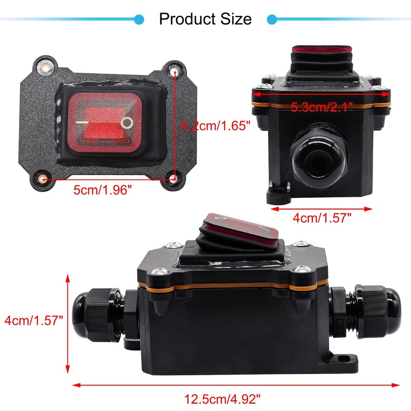 Hmknana IP67 Waterproof Inline Cord Switch 16A/250V 20A/125V AC DPST