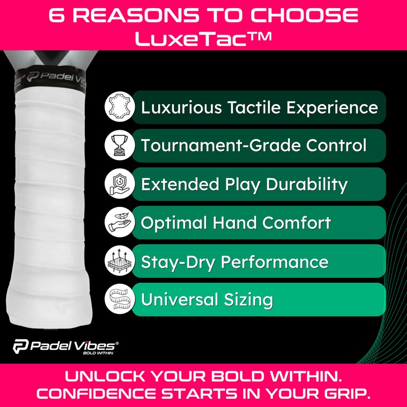 Padel Vibes BOLD LuxeTac Overgrip für Padel, Tennis, Badminton, Squash,