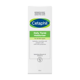 CETAPHIL Daily Facial Moisturiser 118ml, Gentle Face Moisturiser for All Skin Types, UVA/ UVB protection, With Hydrating Glycerin & Vitamin E, Dermatologist Tested