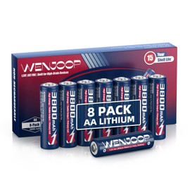 WENJOOP AA Lithium Batteries 8 Pack, 3800mAh, 1.5V Primary Lithium, Non-Rechargeable AA Batteries, Leak-Resistant, Long Shelf Life, Lightweight 15g Each, -40°C to 60°C