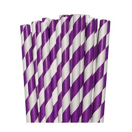 Grape Purple Striped Paper Straws- For Weddings Birthday Parties Baby Showers Bridal DIY Vintage Themes (50 Count)