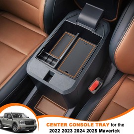 TOPINSTALL Orange Organizer Compatible with 2022-2026 Maverick Accessories,XL XLT Lariat Lobo Tremor Pickup Truck Center Console Storage Box Box Coin Container