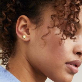 Silver Stud Earrings for Women Grils, Gold Hypoallergenic Camellia Flower Freshwater Pearl Stud Earrings Jewellery Gifts for Birthday Christmas