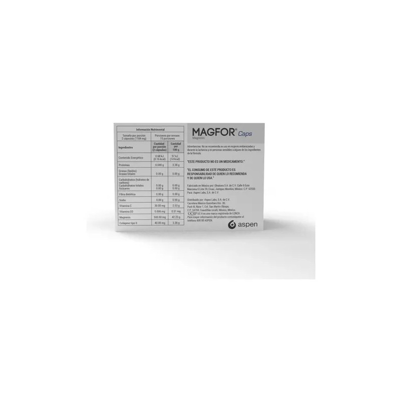 MAGFOR ÓXIDO DE MAGNESIO 500MG CAPS, CAJA CON 30 CAPS