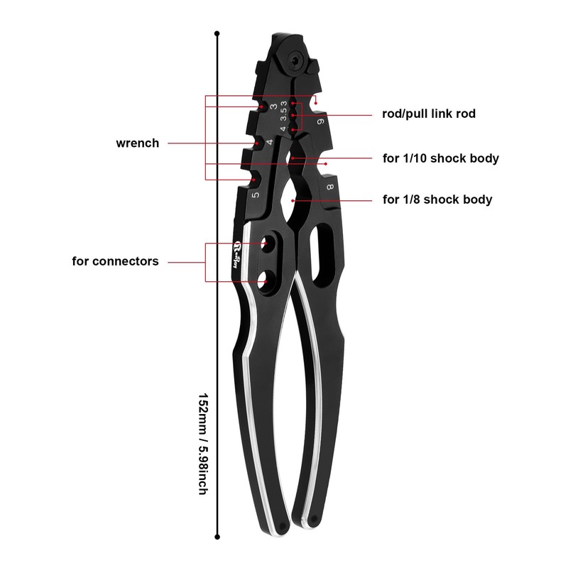 RCENJOY Multifunction RC Shock Absorber Plier with 4PCS Wrench 3.0/3.2/3.5/3.7/4.0/5.0/5.5/6.0mm